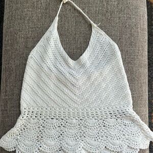 Tie up halter crochet tank top